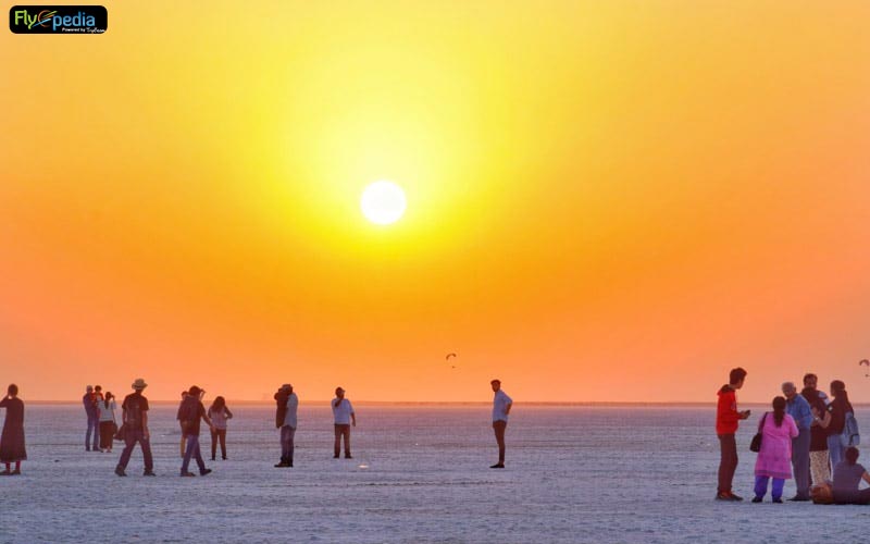 Sunrise and sunset at white rann